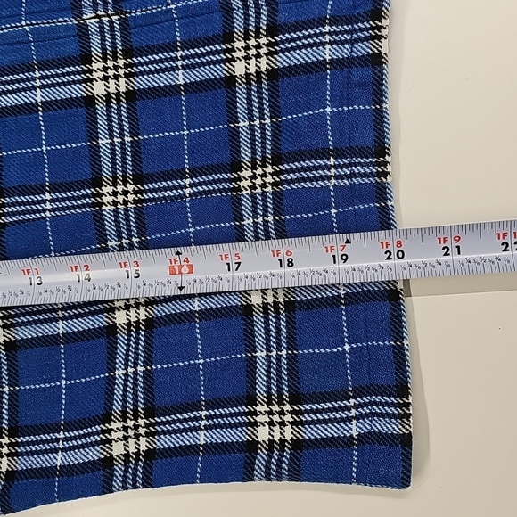 Polo Jeans Co Blue Plaid Zip-Up Cropped Shirt Jacket Shacket, *Fabric Not Known* - Picture 8 of 8